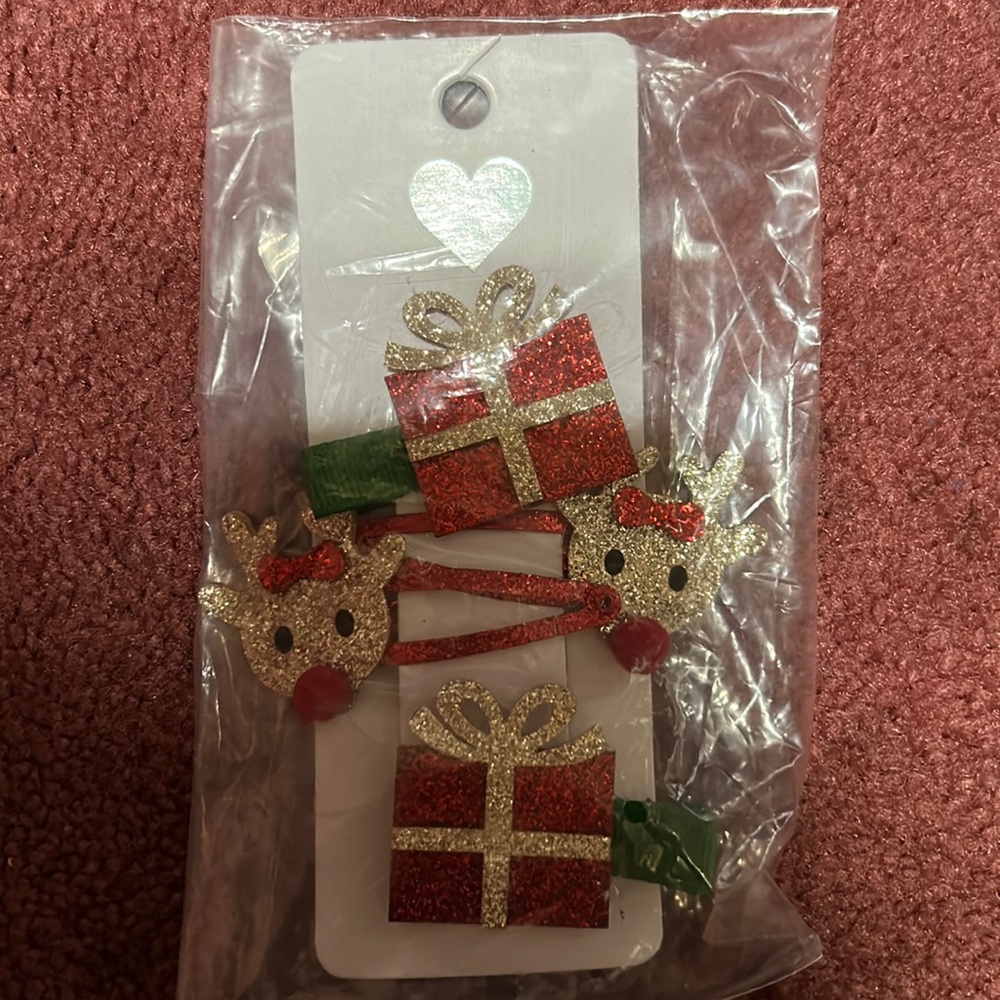 A set of girls holiday hair clips